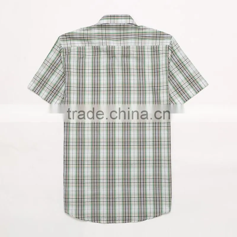plaids 100% Organic Cotton Yarn dyed shirt, Men casual short sleeve shirt