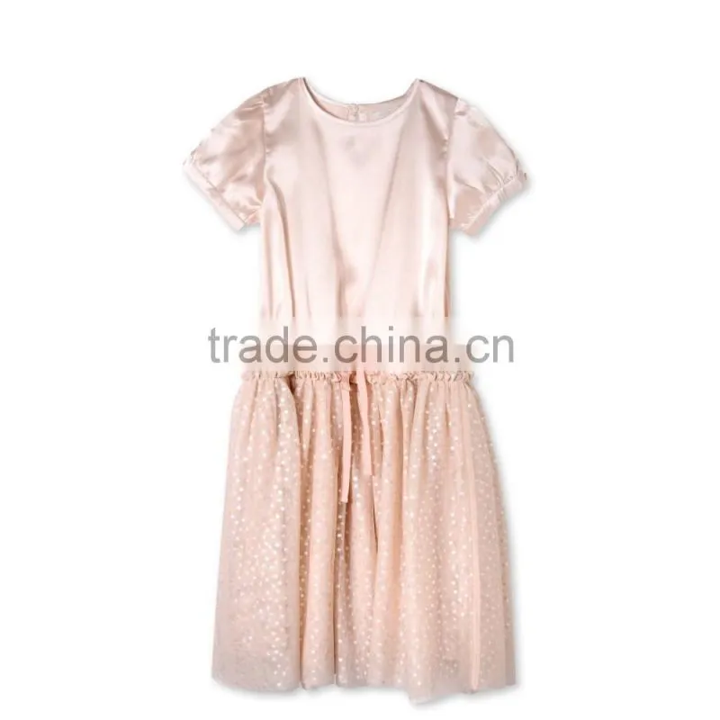 Peony Kids Party Frocks Designs Dress Gril Dresses With Silver Printed Polka Dots HSD5475