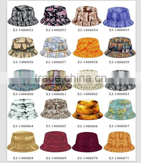 Fashion small order cheap printed blank cool custom floral pretty green bucket hat