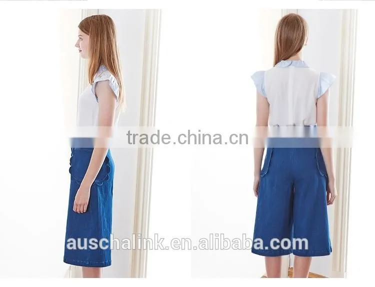 latest design high waist lady fashion classic blue jeans pants