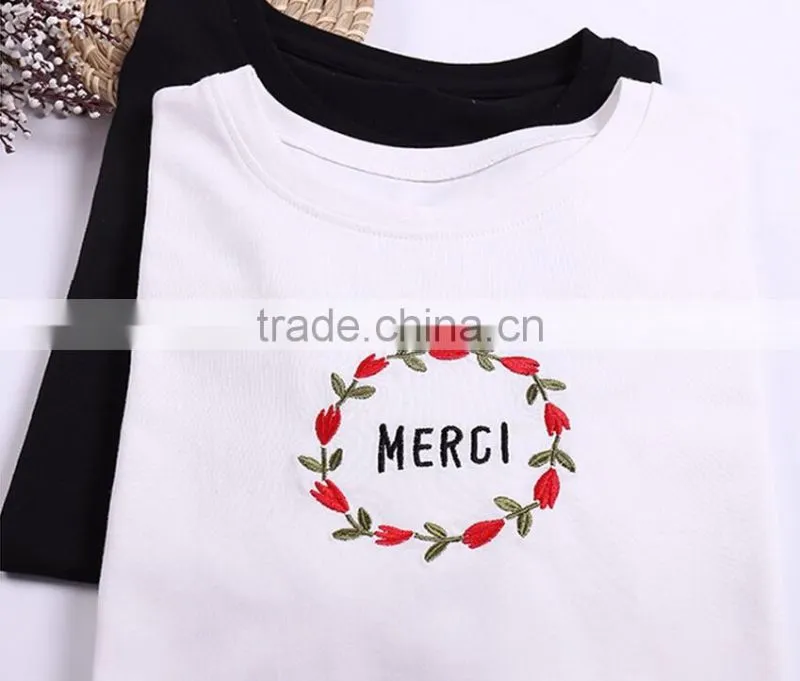 embroidered t-shirt women's 100% t-shirt wholesale from china