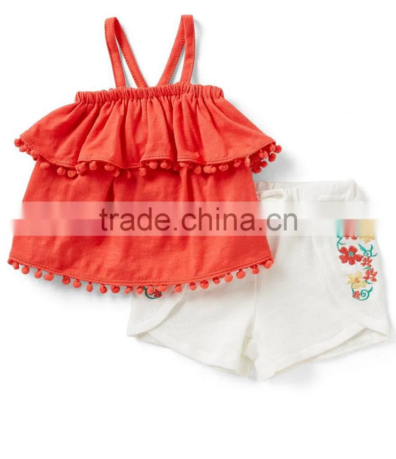 2017 new design boutique kid girl clothing children wholesale new model baby pant sets