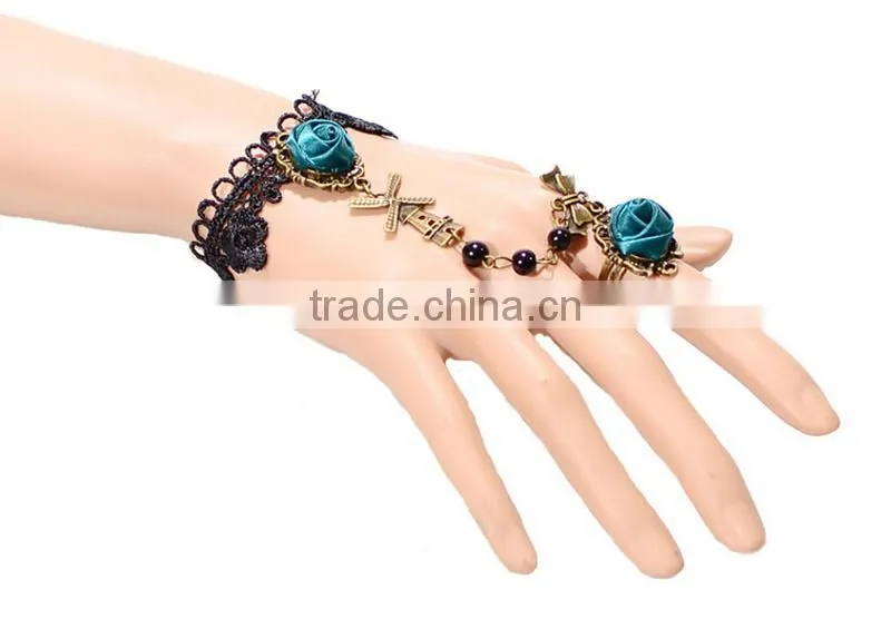 Europe fashion lace jewelry sets wholesale windmill charm bracelet jewelry with ring set