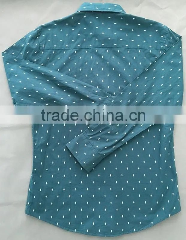 long sleeve shirt fashion dot casual man green shirts