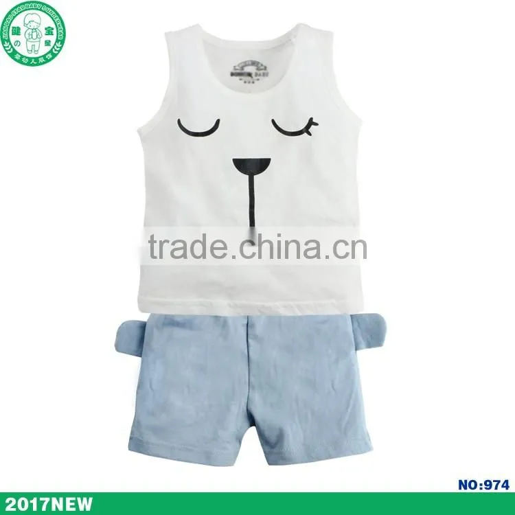2017 combed cotton cute pattern summer children clothing baby clothes