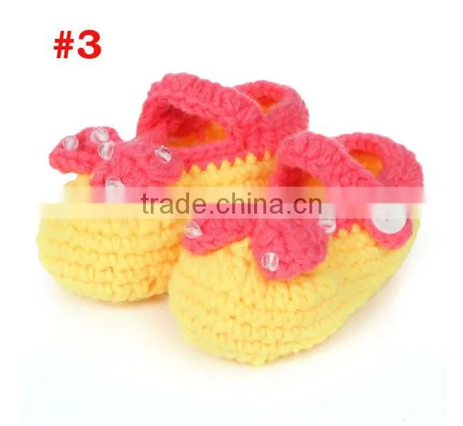 baby bow crochet shoes baby hand-knit shoes soft sole shoes