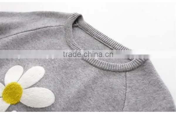 Latest Design Casual Women Grey Flower Print Raglan Sleeve Dip Hem Sweater Design For Women