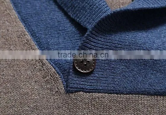 The dark blue/grey long sleeve knitting pullover casual men knitted sweater