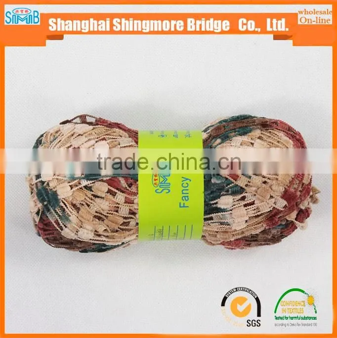 alibaba China knitting yarn supplier hot wholesale oeko-tex standard quality 100 polyester spun ladder yarn for knitting scarf