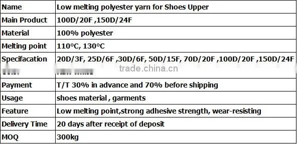 Raw Material Low Melt Polyester Fiber 100D 150D for Garments Shoes Upper