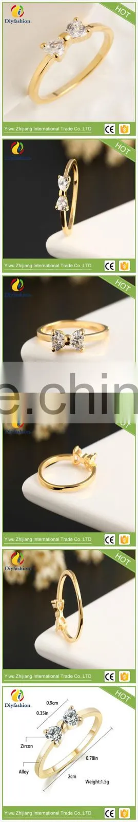 Wholesale Hot Gold Bowknot Ring Wedding Zircon Rings Women Jewelry