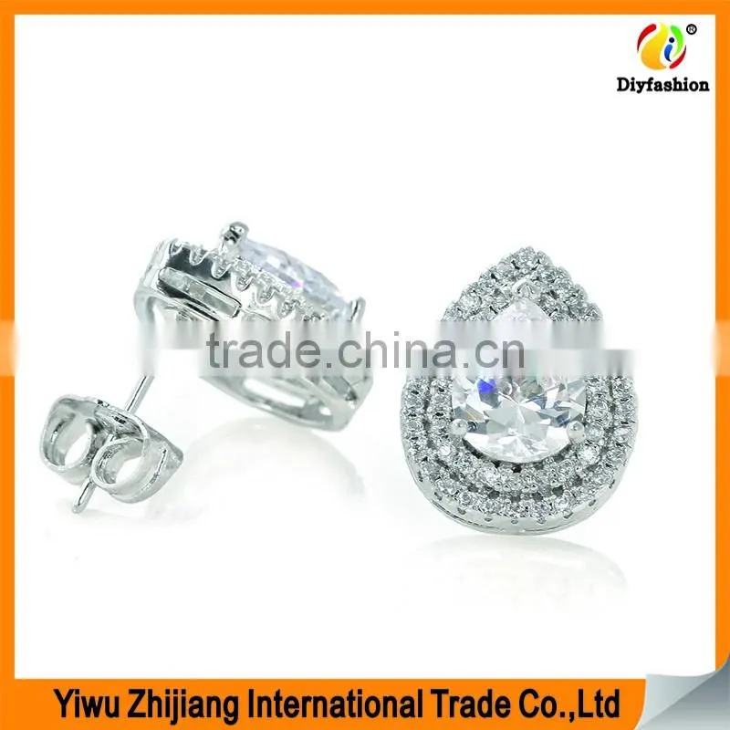 Double drainage drops set auger Inlay zircon stud earring