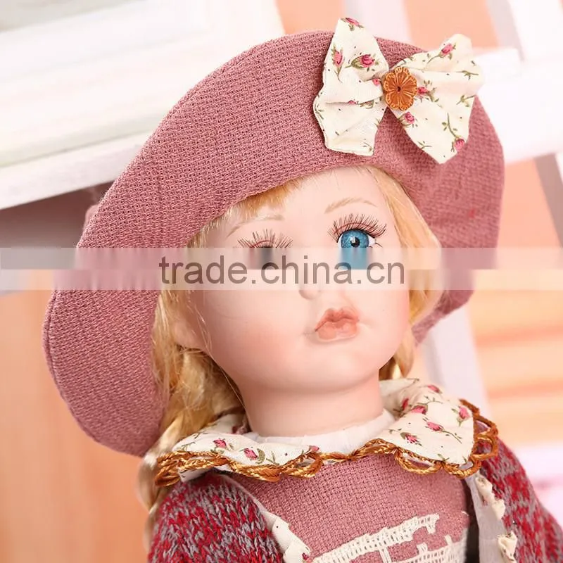 Vintage Ceramic Porcelain Doll with Metal Stand