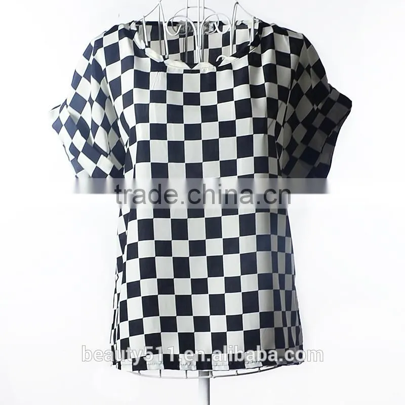 Short sleeved large print chiffon jacket shirt SD103