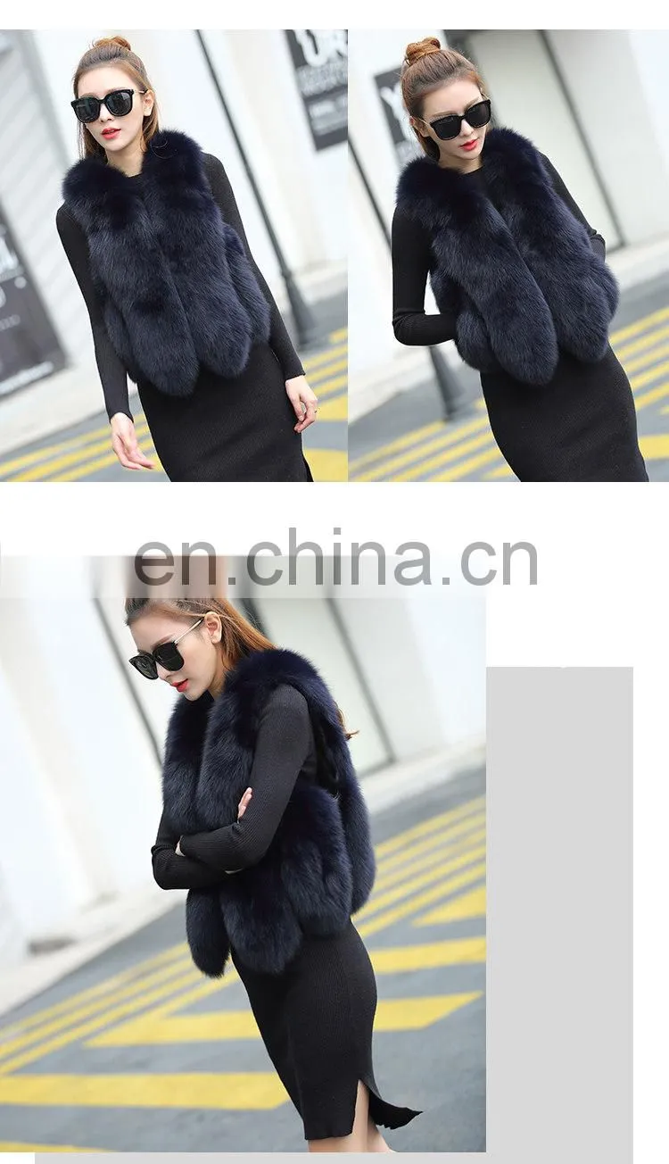 2016 New Genuine Real Fox Fur Vest Women's Fox Fur Coat Natural Fur Fox Vest