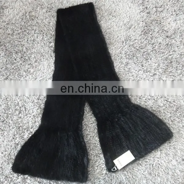 High quality knitted black mink fur scarf European style