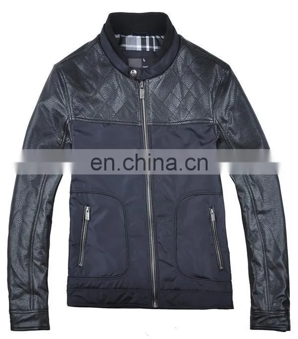 2017 new fashion pu and nylon jacket for man