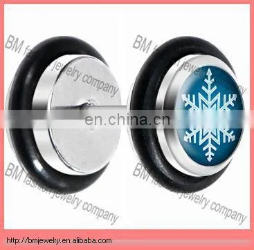 fashion logo stainless steel fake plug earring body jewelry