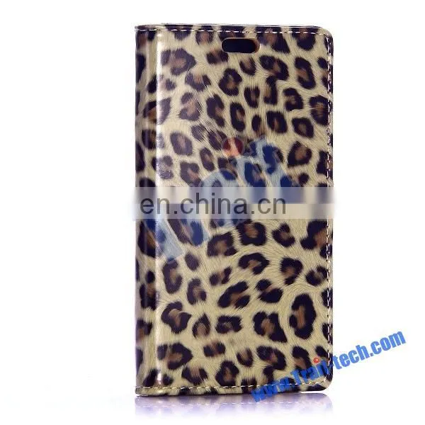Fashion Leopard Pattern Wallet Style Magnetic Stand Flip Leather Case for HTC Desire 516 with Card Slot