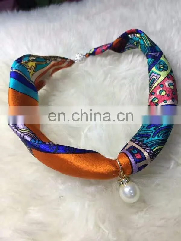 Black flowers printing on polyester chiffon scarf for women