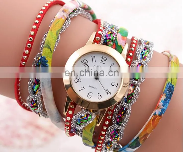 hot selling butterfly wrap leather Bracelet watch with crystals quartz watch crystal leather wrap bracelets gifts for her