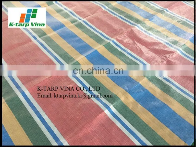 Durable and Strong Stripe Tarpaulin Multi-color Green/Blue/White/Red