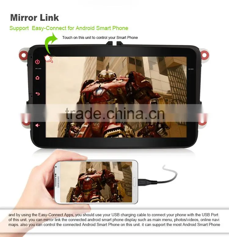 Erisin ES2802V Android 4.4.4 2 Din 8 inch Bluetooth Car Audio with GPS 3G WiFi for Passat