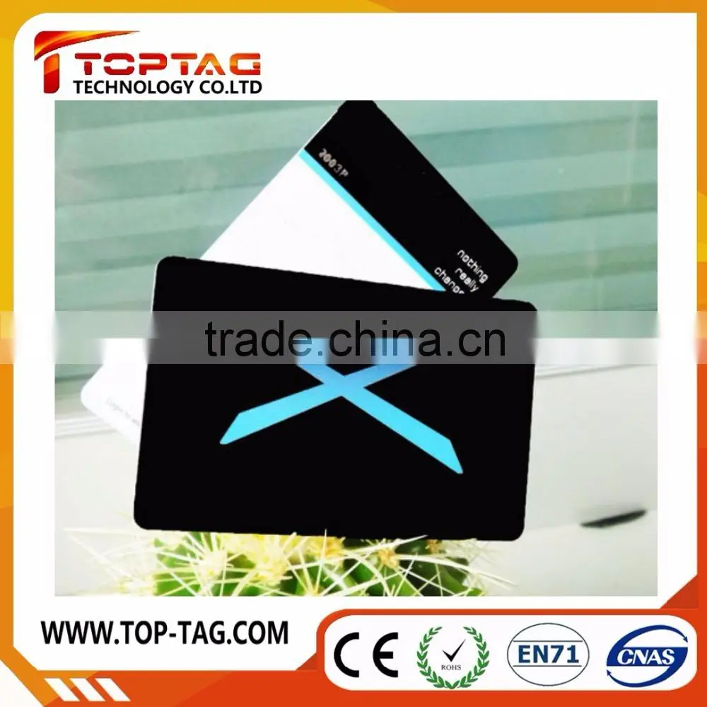 Promotional high quality id business pvc card with embossed number and sticker