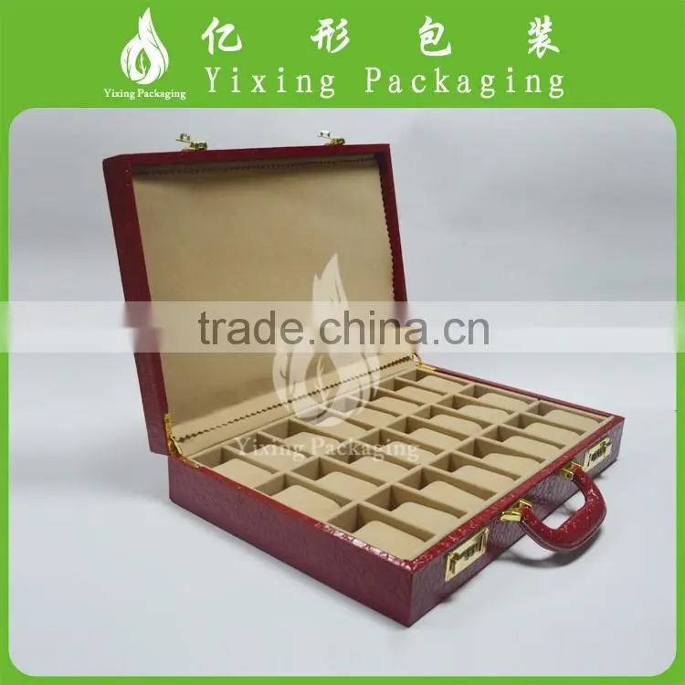 promotional large handmade PU leather 24 slots wholesale watch case