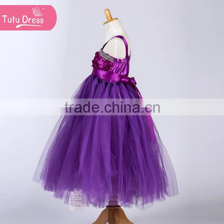 The purple flower new design birthday girl tutu dress set