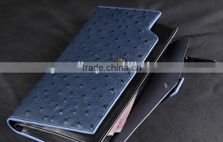 business men card holder long style clutch multifunction wallet high capacity ostrich leather gift purse for businessmen