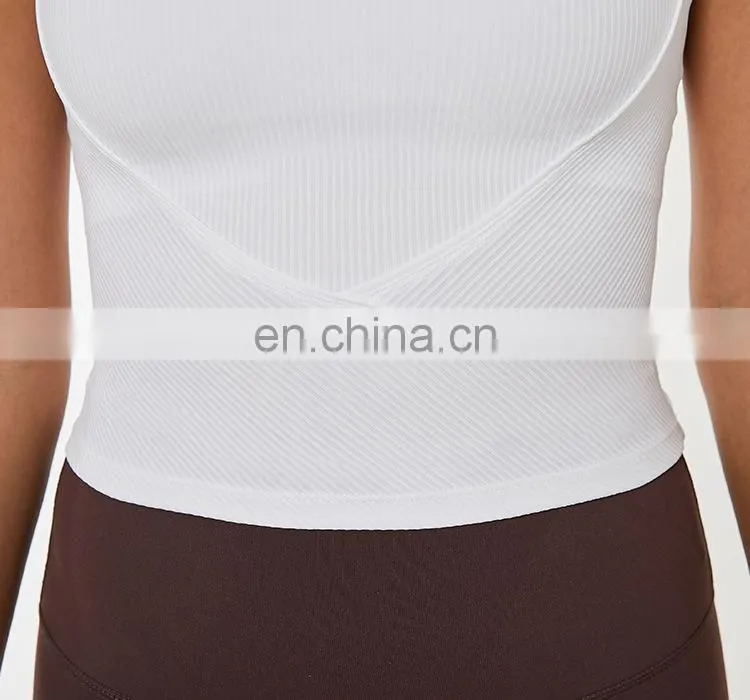 OEM & ODM Supplier Custom Logo Ribbed Fashion Gym Wear Sleeveless Yoga Crop Tank Top
