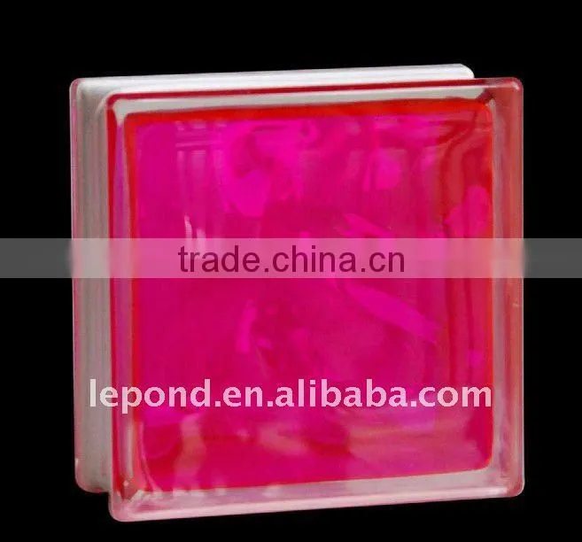 190*190*80mm Decorative solid transparent glass block with red color inside with CE,ISO