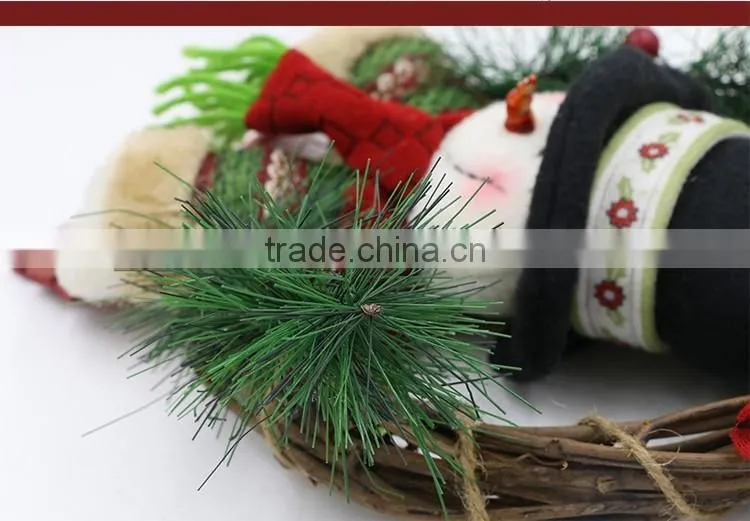XMAS Hanging Plush Snowman Welcome Door Decoration Christmas Wreath