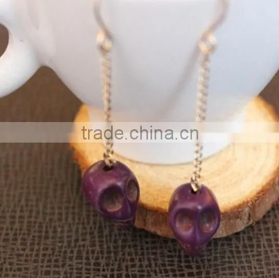 Wholesale hand carved South Jade human cute skull pendant earrings