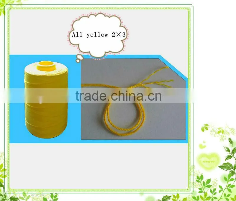 100% polyester spun bag closing/sewing thread All Yellow A2*3