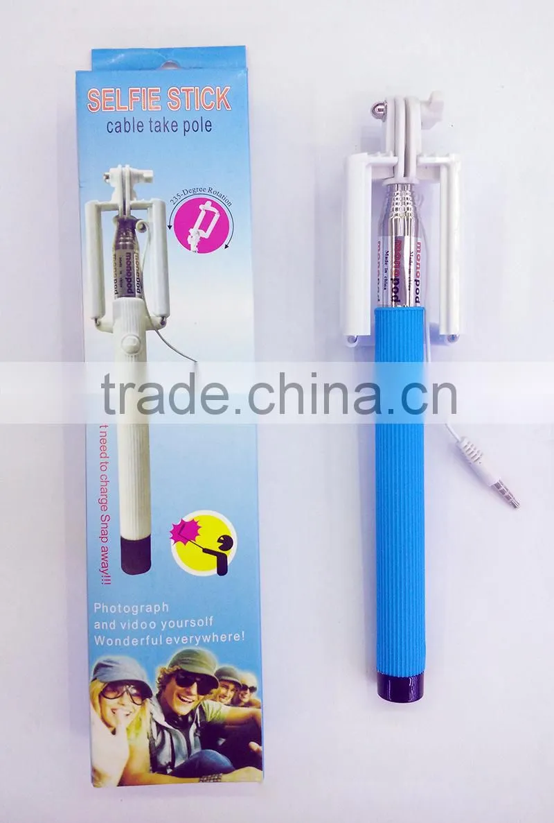 Self-pole,wired control selfie stick for mobile phone ,Since the shaft