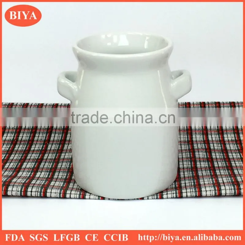 ceramic spice jar unique ceramic milk jar wholesale good price porcelain milk pot sugar bottle with two small handles