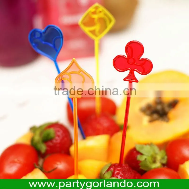 disposable plastic Cactus design swizzle cocktail food pick