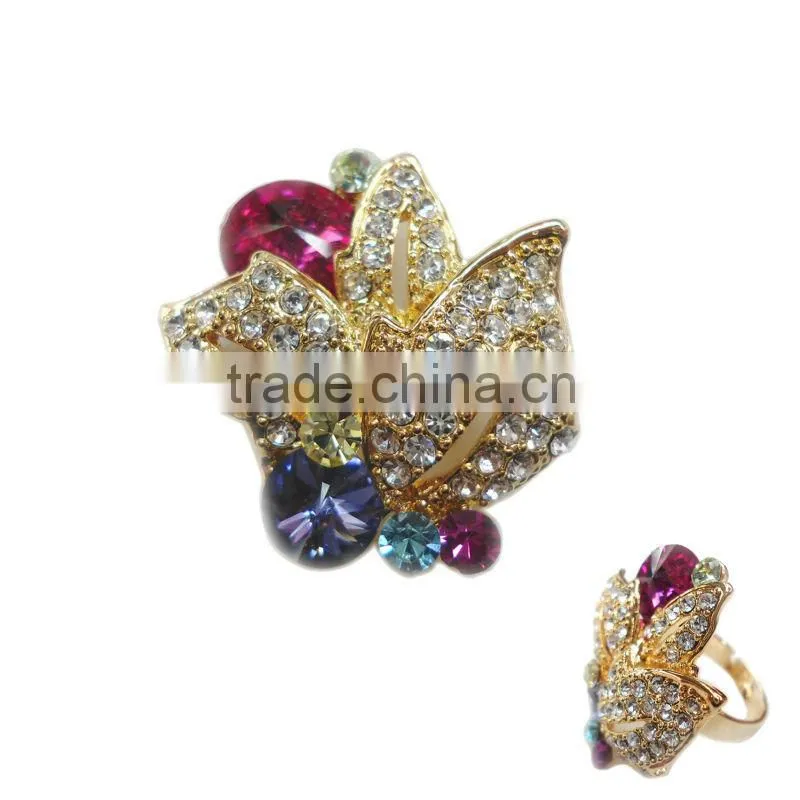 Hot Styles Flower Charming Stones Adjustable Ring For The Year Of 2014