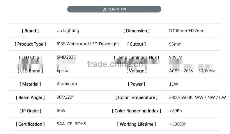 Dongguan Wholesale LED Downlights Black Color 95mm Cutout 11W 13W 15W IP65 Waterproof LED Downlight