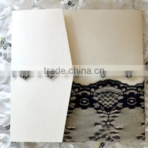glam black lace pocket foled wedding invitations of wedding suppleis