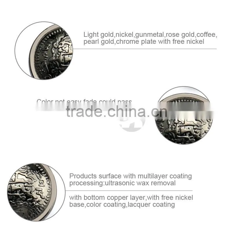 Round Gun Metal Custom Logo Sewing Buttons