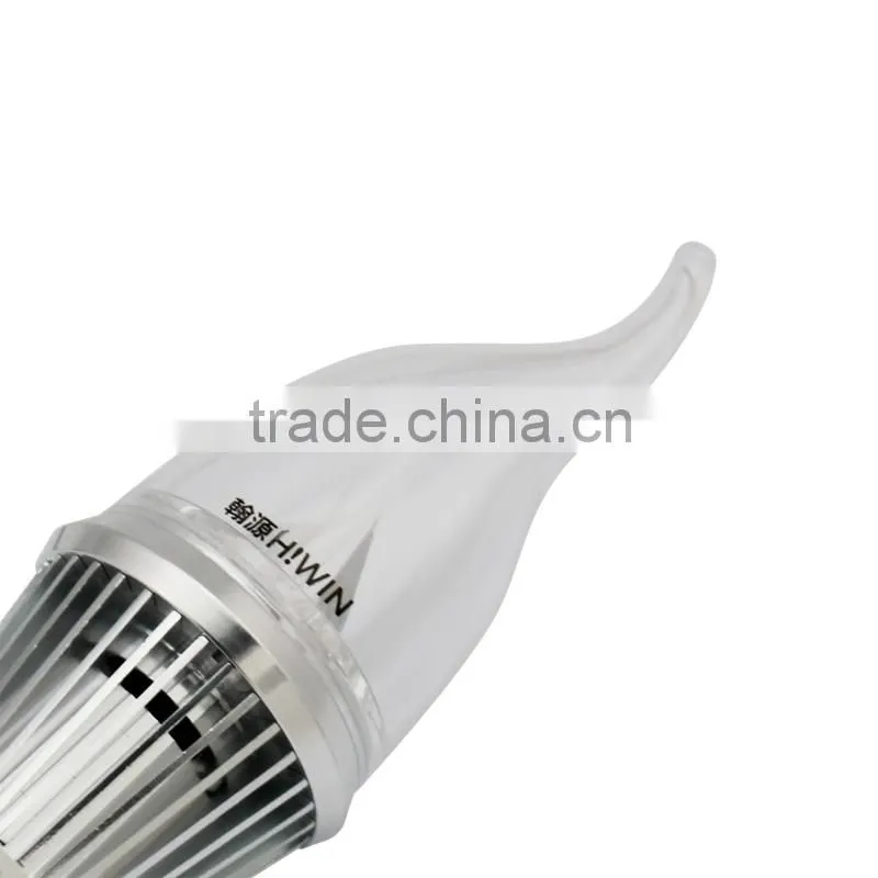 HUGEWIN 3w E14 candle light LED bulb E14 silver color 90LM per watt