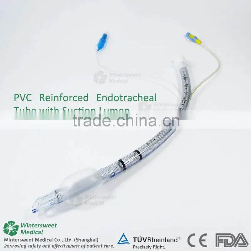 Reinforced spray wire endotracheal tube with suction lumen