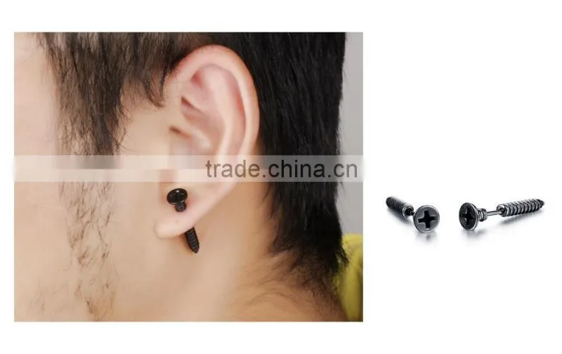 jewellery shop design thick black plating earring setting without stone for men