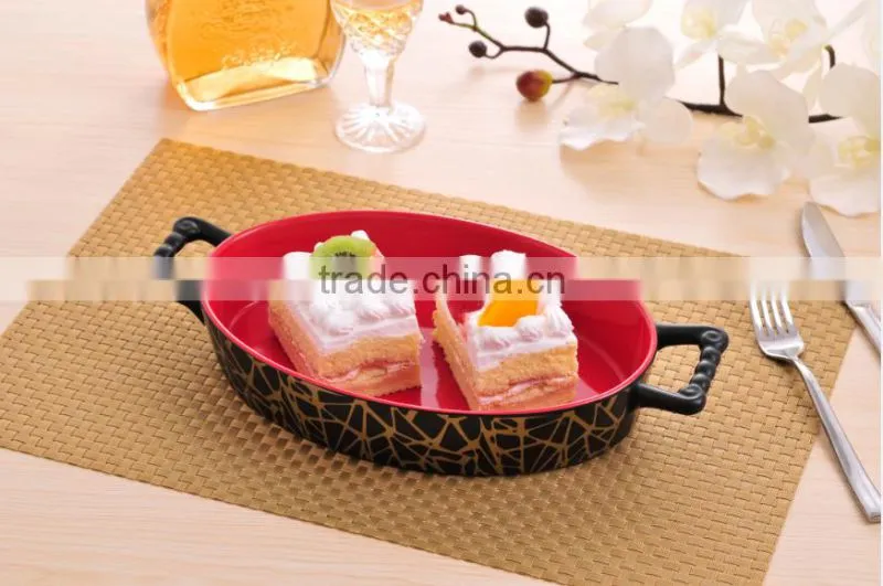 Household Oval Ceramic Baking Pan With Decal