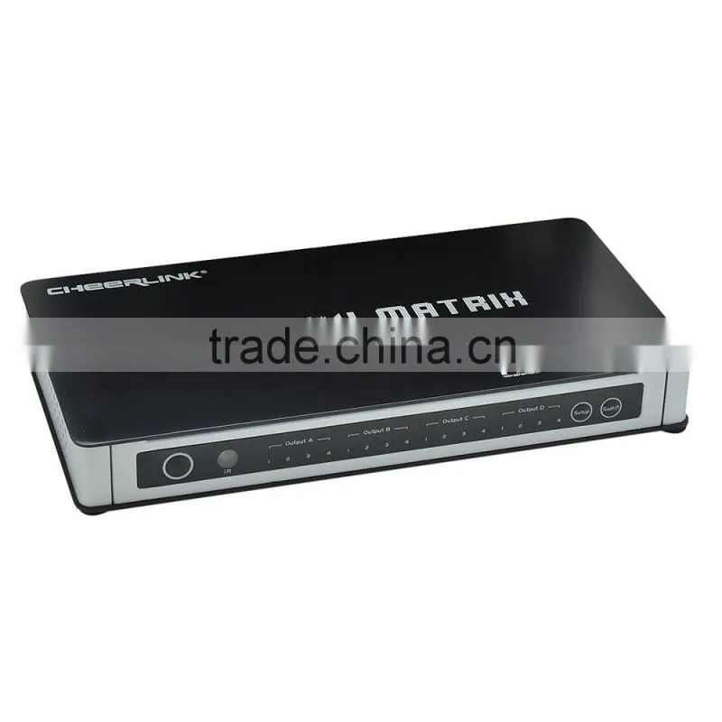 CHEERLINK 4-In 4-Out Full HD 1080P Support 3D True Matrix 4*4 w/ Remote Control - Black