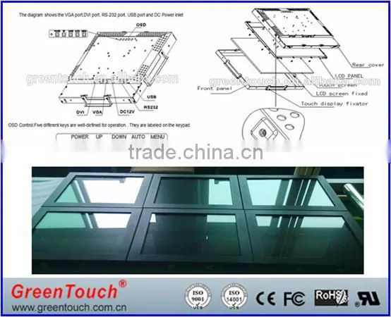 18.5 inch Open frame touch screen monitor,industrial lcd monitor supplier