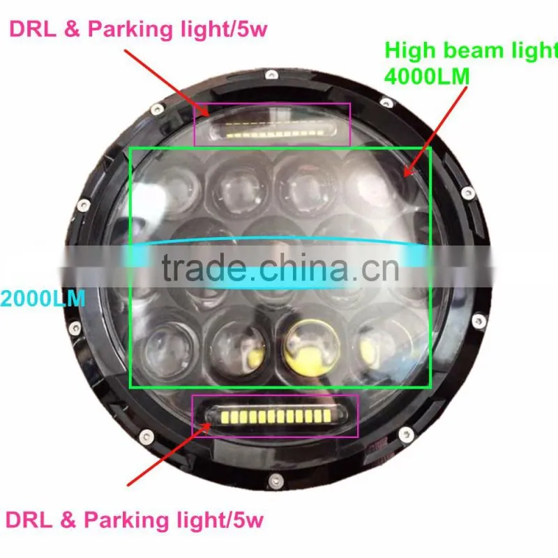 Wholesale 75W 7 Inch Round Headlight 12v 24v & DRL forJee-p Wrangler JK/TJ/LJ 07-15 Harley and Hummer